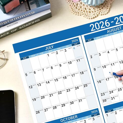 2025 Yearly Wall Calendar - Jan. 2025 - Dec. 2025, 22.8" x 34.4" (Open), 2025 Wall Calendar, Premium Paper, Double-Sided Small Round Sticks, Blue in Saudi Arabia