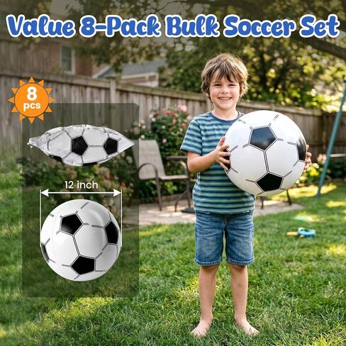 FUTUREPLUSX 8PCS Inflatable Soccer Balls, 12 Inches Inflatable Balls for Kids Beach Soccer Balls for Swimming Pool Beach Game, Birthday Party Decorations, Themed Sports Decor in Saudi Arabia