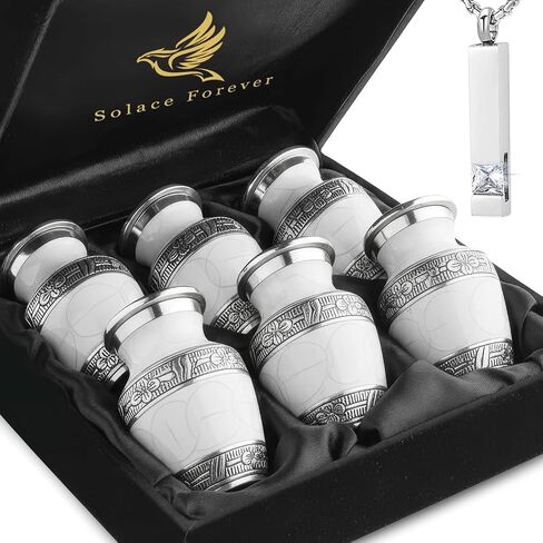 Keepsake Urns - Mini Urns for Human Ashes Set with Box & Bags - Handcrafted Small Urn for Ashes - Honour Your Loved One with Cremation Urn - Perfect Urns for Male & Female (White, Set of 4) in Saudi Arabia
