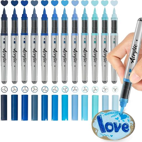 72 Colors Acrylic Paint Pens, Non-pumping Water-Based Ink, Brush Fine Tip Acrylic Paint Markers for Rock Painting, Canvas, Wood, Glass, Ceramic, Fabric, Acrylic Paint Markers Set for Painting Supplies in Saudi Arabia