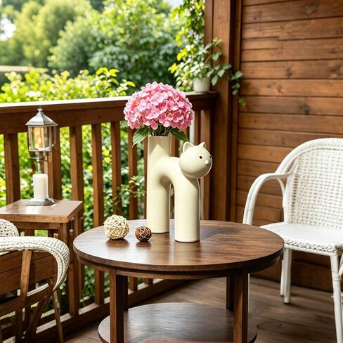 GeLive Handmade Cat Ceramic Flower Vase Artistic Kitty Decoration Vase for Floral Bud Hydroponics Plants, Table Centerpieces Living Room Kitchen Office, Cat Lover Gift (Matte Milky White) in Saudi Arabia