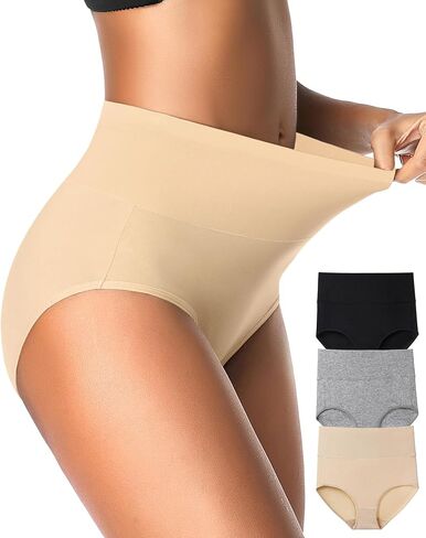 Eiggam Tummy Control Underwear Soft High Waisted underwear Full Coverage Briefs Breathable Postpartum Cotton Womens Panties in Saudi Arabia