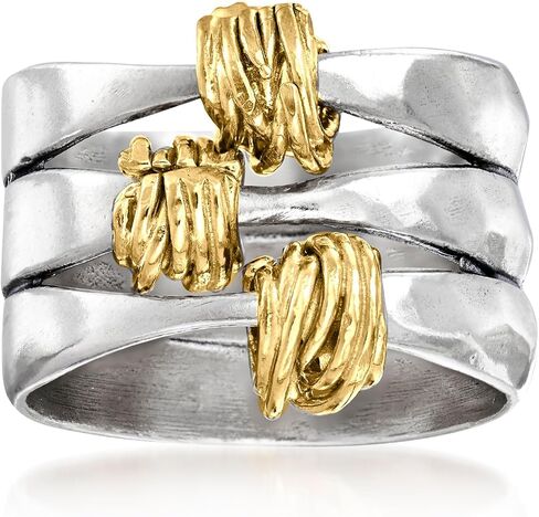 Ross-Simons Two-Tone Sterling Silver Wrapped Station Ring in Saudi Arabia