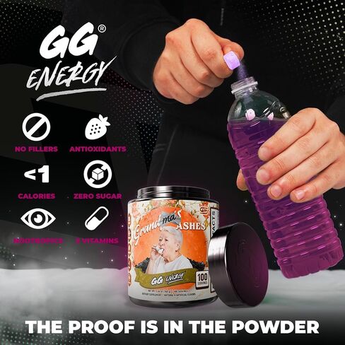 Gamer Supps, GG Energy Grandma's Ashes (100 Servings) - Keto Friendly Gaming Energy and Nootropic Blend, Sugar Free + Organic Caffeine + Vitamins, Powder Drink in Saudi Arabia