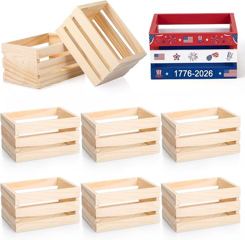 Roowest 12 Pcs 6.5'' Small Wooden Crates for Crafts Unfinished Wood Crate Wood Basket Unfinished Wood Craft for Display Home Bathroom Arts Milk Wine Towel Toys in Kuwait