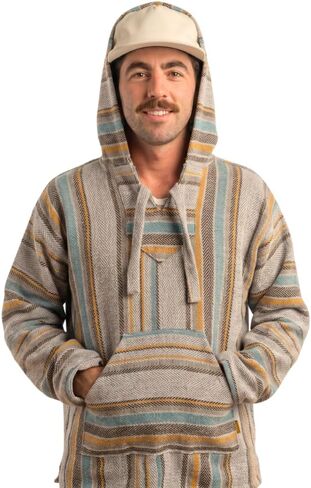 Authentic Baja Hoodie - Drug Rug Hoodie - Mexican Baja Hoodie - Baja Poncho - Grey in Saudi Arabia