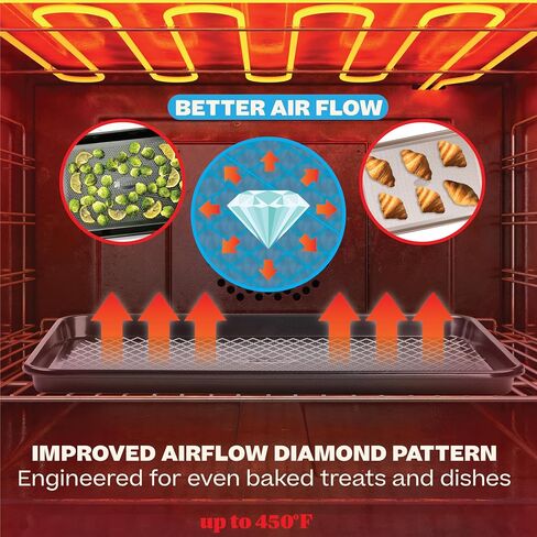 Baker's Secret Baking Sheet Pan Set, 3x Cookie Sheets for Oven, Diamond Texture Premium Air Flow, Set of 3 Baking Trays, Extra Thick 0.6mm with Diamond Base PFOA, PFOS, PTFE and PFAS free in Saudi Arabia