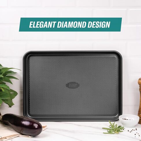Baker's Secret Baking Sheet Pan Set, 3x Cookie Sheets for Oven, Diamond Texture Premium Air Flow, Set of 3 Baking Trays, Extra Thick 0.6mm with Diamond Base PFOA, PFOS, PTFE and PFAS free in Saudi Arabia