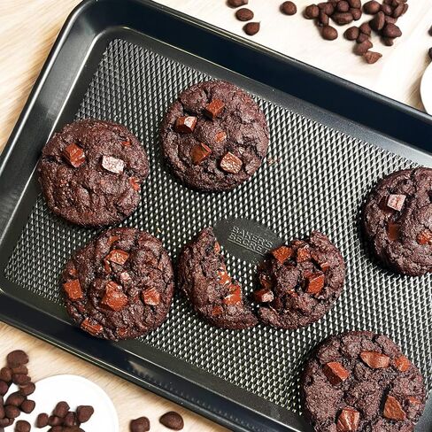 Baker's Secret Baking Sheet Pan Set, 3x Cookie Sheets for Oven, Diamond Texture Premium Air Flow, Set of 3 Baking Trays, Extra Thick 0.6mm with Diamond Base PFOA, PFOS, PTFE and PFAS free in Saudi Arabia