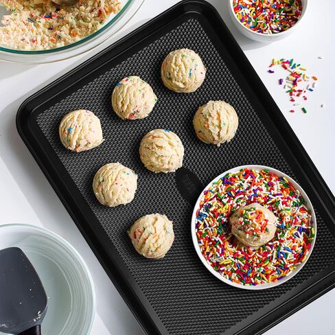 Baker's Secret Baking Sheet Pan Set, 3x Cookie Sheets for Oven, Diamond Texture Premium Air Flow, Set of 3 Baking Trays, Extra Thick 0.6mm with Diamond Base PFOA, PFOS, PTFE and PFAS free in Saudi Arabia