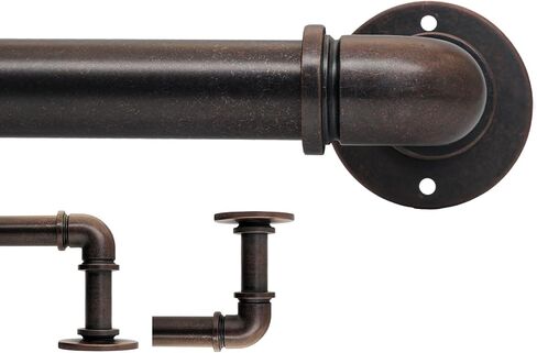 Industrial Curtain Rods for Windows 18 to 86 Inch, 1 Inch Diameter Adjustable Blackout Heavy Duty Windows Drapery Rods with Aluminium Finials,Cobalt Silver in Saudi Arabia
