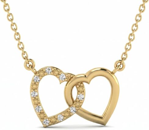 Gelin Intertwined Hearts Necklace in 14K Solid Gold | Diamond Heart Necklace for Women in Saudi Arabia