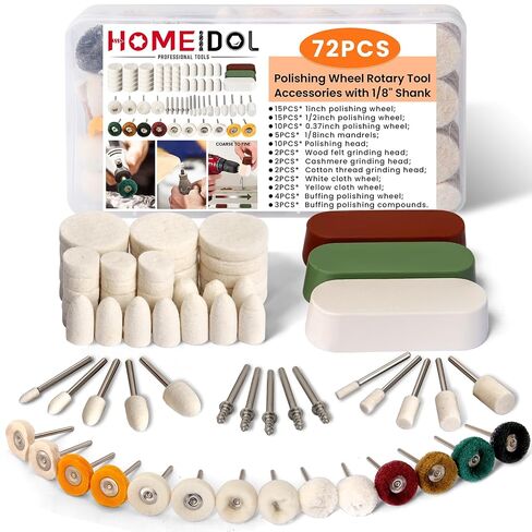 Polishing Buffing Wheel Polishing Kit Compatible with Dremel, Polishing Wheel Rotary Tool Accessories with 1/8" Shank, Abrasive Wheel Buffing Polishing Wire Brushes Wool Felt Cotton Mounted in Saudi Arabia
