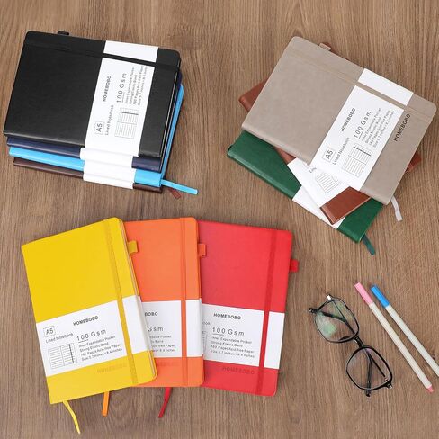 Journals for Writing, A5 Leather Ruled Notebook with 160 Pages, 100 Gms College Ruled Journal with Thick Paper, Hardcover with Inner Pocket & Pen Holder, Brown in Saudi Arabia