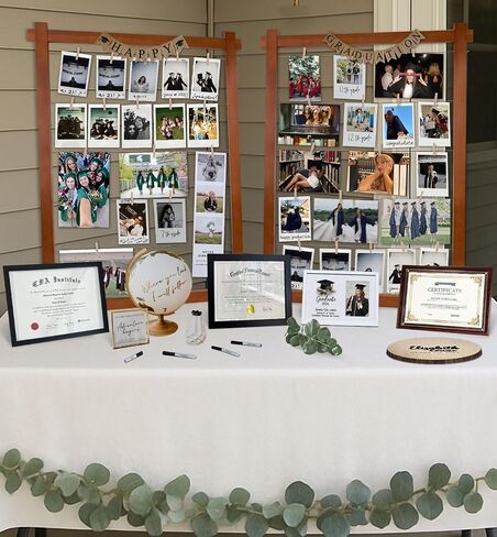 Class of 2025 Wooden Picture Frame Collage with Adjustable Jute Cords and Clips, Graduation Decorations 2025, Rustic Graduation Photo Display for Table & Wall Decor in Saudi Arabia
