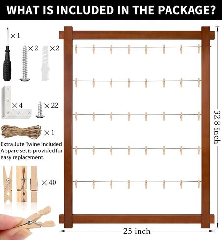 Class of 2025 Wooden Picture Frame Collage with Adjustable Jute Cords and Clips, Graduation Decorations 2025, Rustic Graduation Photo Display for Table & Wall Decor in Saudi Arabia