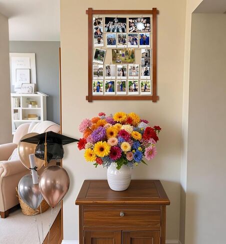Class of 2025 Wooden Picture Frame Collage with Adjustable Jute Cords and Clips, Graduation Decorations 2025, Rustic Graduation Photo Display for Table & Wall Decor in Saudi Arabia
