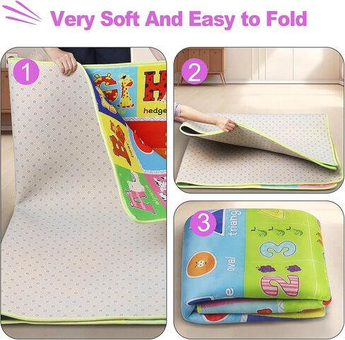 Baby Play Mat for Floor, Non-Slip Playmat for Toddlers & Infants, Extra Thick Large Padded Educational ABC Kids Rug for Crawling & Playing Super Soft Plush Surface to Keep Safe(60"x80") in Saudi Arabia