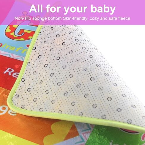 Baby Play Mat for Floor, Non-Slip Playmat for Toddlers & Infants, Extra Thick Large Padded Educational ABC Kids Rug for Crawling & Playing Super Soft Plush Surface to Keep Safe(60"x80") in Saudi Arabia