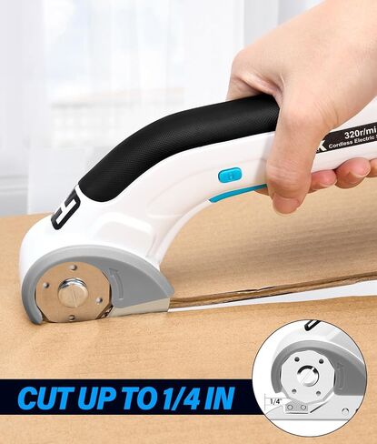 HK Cordless Electric Scissors,Cardboard Box Cutter,4V Rechargeable Rotary Cutter with Safety Lock & Replacement Blade,Cardboard Cutter for Cutting of Fabric, Leather, Carpet, Plastic in Saudi Arabia