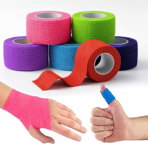 Ever Ready First Aid Self Adherent Cohesive Wrap Bandages 1" x 5 Yards for First Aid, Sprains, Swelling, Sports, Pets, Rainbow Colors – 6 Count in Saudi Arabia
