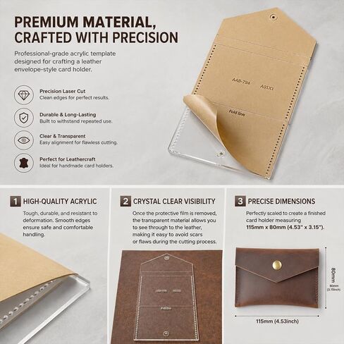 RIVEENY Acrylic Leather Stencils, Acrylic Leather Goods Drawing Templates for Mini Hanging Bags, Purses, Coin Purses, Card Holder Clutch Bag, DIY Reusable Templet Board in Saudi Arabia