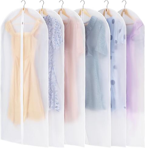 12 Pack Garment Bags for Hanging Clothes - Translucent Suit Bag for Closet Wardrobe Storage Travel - 24" x 42" in Saudi Arabia