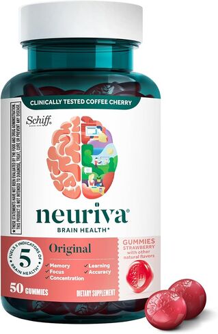 NEURIVA Nootropic Brain Support Supplement - Plus Strawberry Gummies Phosphatidylserine, B6, B12, Supports Focus Memory Concentration Learning Accuracy and Reasoning 50ct (Pack of 3) in Saudi Arabia
