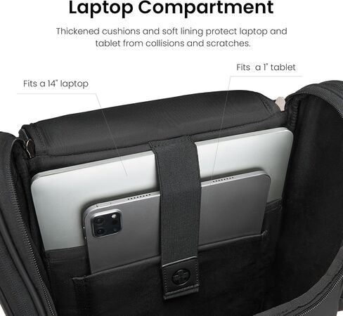 17.3 Large Laptop Backpack for Men Women 40l Travel Backpack Water Resistant Carry On Flight Anti-theft Computer Bag Expandable Rucksack Ergonomic Straps,Black in Saudi Arabia