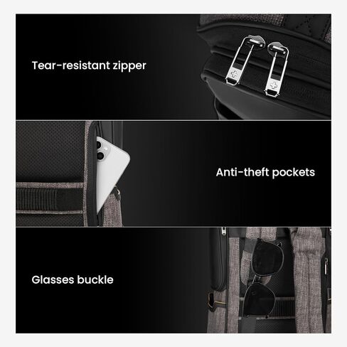 17.3 Large Laptop Backpack for Men Women 40l Travel Backpack Water Resistant Carry On Flight Anti-theft Computer Bag Expandable Rucksack Ergonomic Straps,Black in Saudi Arabia