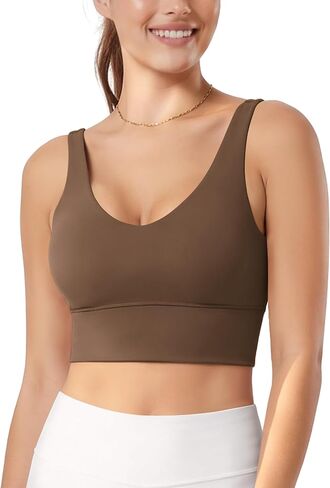 ODODOS Cloud Feeling V Neck Padded Sports Bra for Women U Back Wirefree Yoga Bra Crop Top in Saudi Arabia