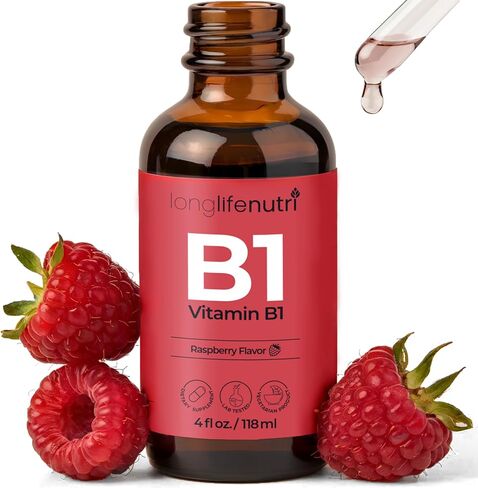 Vitamin B1 Liquid Drops - Thiamine Mononitrate Organic Supplement for Energy and Nerve Health, Fast Absorption, 4 FL OZ, 5-Month Supply, Lab Tested, Made in USA in Saudi Arabia