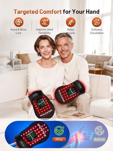 Cordless Red Light Therapy Glove for Hand, 5 Modes 5000mAh Controller Infrared Light Glove with 112 Beads, Timer & Pulse Modes, 660nm & 850nm Infrared Light Therapy Device for Hand Fingers Wrist in Kuwait