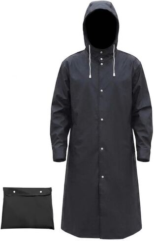 Men's Reusable EVA Long Raincoat, Windproof Waterproof Trench Coat for Hiking Fishing Dog Walking Outdoor Activities in Saudi Arabia