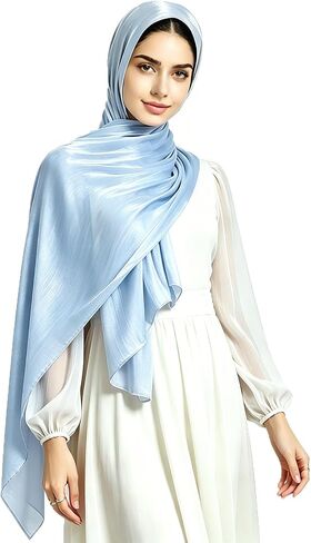 Women Premium Hijab Head Scarf Lightweight Shimmer Scarves Crepe Wedding Shawls and Wraps for Evening Dresses Shiny in Saudi Arabia
