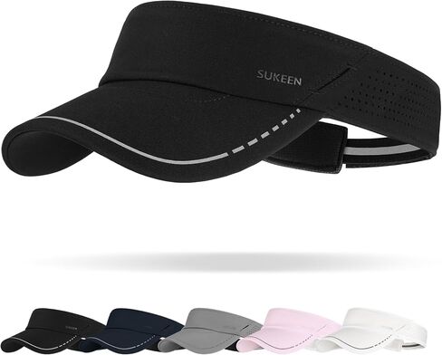 Sukeen Sports Sun Visor Men Women, Reflective Running Visor, Lightweight Adjustable Visor Hat for Golf Tennis, Sunglass Slots in Saudi Arabia