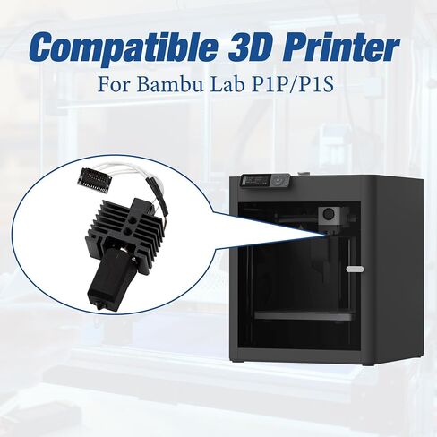 2PCS P1P/P1S Hotend 0.4mm Assembled Extruder Printhead Kit for Bambu Lab P1P/P1S - 3D Printer Hot End Replacement with Hardened Steel Nozzle, Thermistor, Heater Cartridge, Heatsink and Heat Block in Kuwait