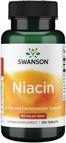 Swanson Niacin (Vitamin B3) - Vitamin Supplement Supporting Heart Health and Carbohydrate Metabolism - Promotes Natural Energy Production - (250 Tablets, 100mg NE Each) in Saudi Arabia
