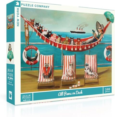 New York Puzzle Company - Janet Hill All Paws on Deck - 500 Piece Jigsaw Puzzle for Adults by Janet Hill in Saudi Arabia