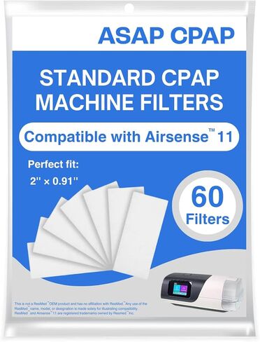 60 Count of ASAP CPAP Standard Replacement Disposable Filters Compatible with ResMed AirSense 11 Series Device – Durable, Easy Installation, Hygienic Airflow, Two-Year Supply in Saudi Arabia