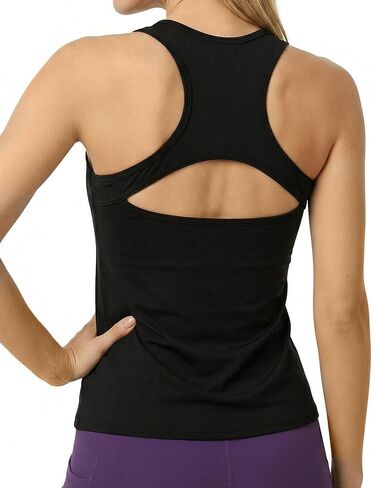 Women’s Tank Top with Built-in Bra, Tummy Control Racerback Workout Top, Yoga Gym Sleeveless Athletic Shirt in Saudi Arabia
