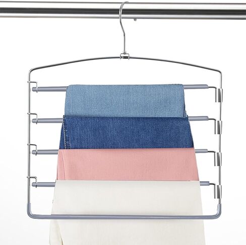 FeeraHozer Pants Hangers Non Slip 3 Pack Space Saving Hangers Multi-Layer Swing Arm Pants Hanger Stainless Steel Space Saver Hangers Closet Storage Organizer for Jeans Trouser Slack Clothes (Black) in Saudi Arabia