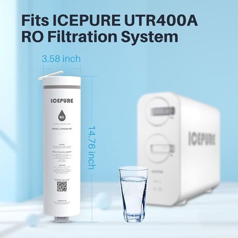 ICEPURE UTR400-PPC Filter, 1 year Lifetime, Replacement for UTR400 Reverse Osmosis System, Reduces large particles of impurities, chlorine, colors and odors, 1PACK in Saudi Arabia