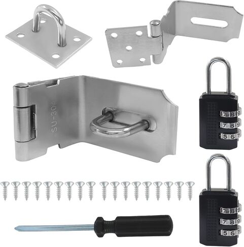 2 Pack Door Locks Hasp Latch, 5 Inch 180 Degree Stainless Steel Clasp Hinge Padlock for Barn Door Closet Cabinet in Saudi Arabia