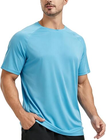 Men's UPF 50+ Swim Shirt Rash Guard SPF UV Sun Protection Quick Dry Short Sleeve T-Shirts Water Beach Shirt in Saudi Arabia