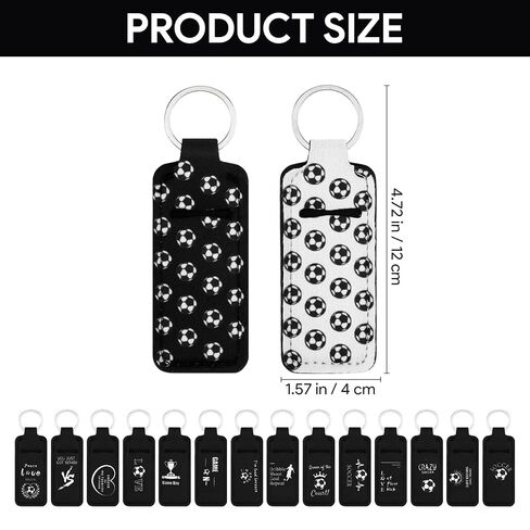 16 Pcs Soccer Lipstick Holder Keychain Soccer Themed Gifts for Team Sports Party Favors Bulk Portable Natural Moisturizing Lip Balm Pouch Keychain for Women in Saudi Arabia