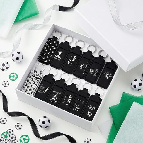 16 Pcs Soccer Lipstick Holder Keychain Soccer Themed Gifts for Team Sports Party Favors Bulk Portable Natural Moisturizing Lip Balm Pouch Keychain for Women in Saudi Arabia