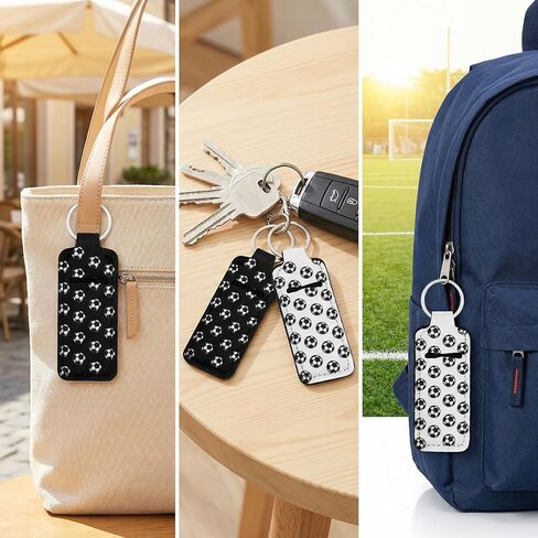 16 Pcs Soccer Lipstick Holder Keychain Soccer Themed Gifts for Team Sports Party Favors Bulk Portable Natural Moisturizing Lip Balm Pouch Keychain for Women in Saudi Arabia