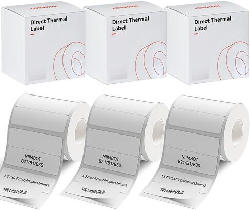 Labels for B1/B21/B3S/K3 Label Maker, (2 Rolls, 1.57'' x 0.47'' / 40x12mm) Thermal Sticker Label, Waterproof, Oil-Proof and Tear-Proof Labels, Self-Adhesive Thermal Labels (White) in Saudi Arabia