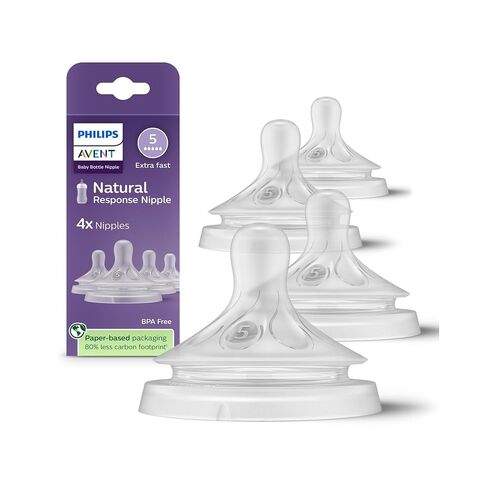 Philips Avent Natural Response Nipples, Extra Fast Flow (Flow 5), 4-Pack, SCY965/44 in Kuwait
